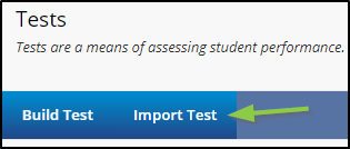 green arrow pointing to the import test button 